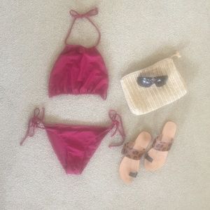 High Neck Bikini Swimsuit - Dark Cherry Red NWOT